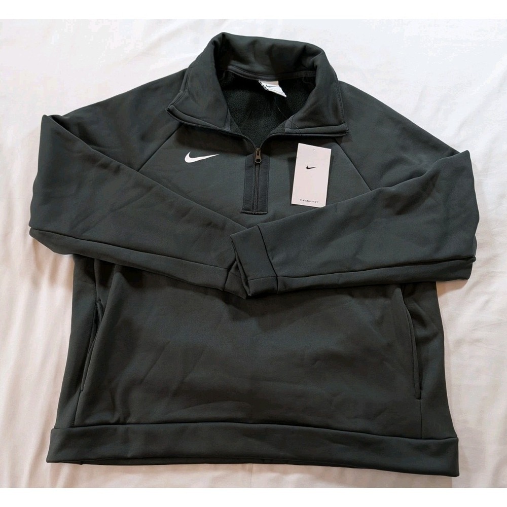 Nike Therma Women's Anthracite Fleece Half‎ Zip Training 1/4 Zip Large NWT